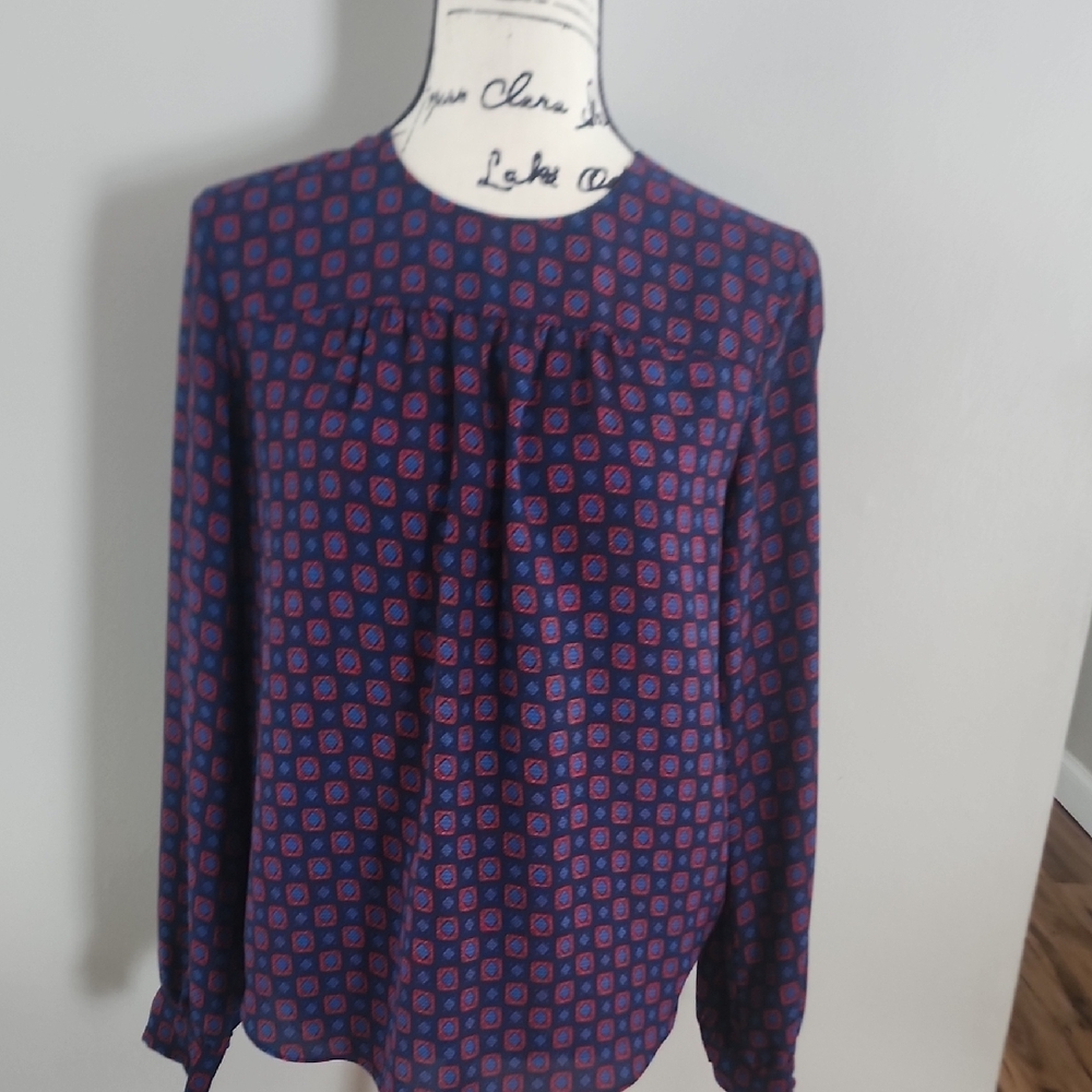 GAP Navy and Red Patterned Blouse